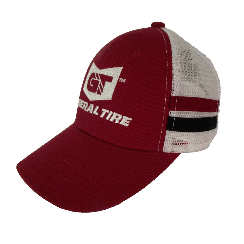 General Tire GT Hat Red White Mesh Trucker Embroidered USA Cap Vintage Retro New
